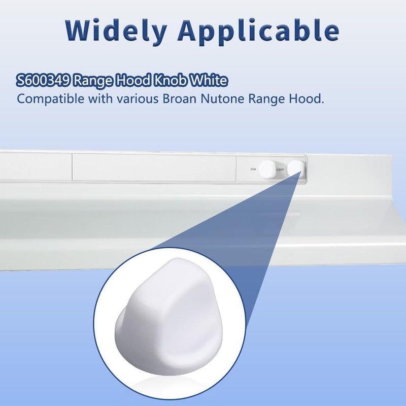 Reyhoar Upgraded S600349 Range Hood Knob, S99360233 Vent Hood Fan Control Knob Replacement Part fit for Broan Nutone, White (4 Pack) - Image 2
